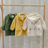 Geaca moderna pentru copii cu gluga si cravate in trei culori