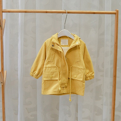 Geaca moderna pentru copii cu gluga si cravate in trei culori