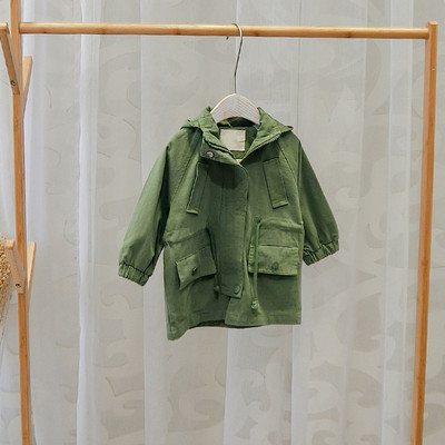 Geaca moderna pentru copii cu gluga si cravate in trei culori