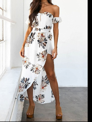 Rochie de dama model decupata cu model floral