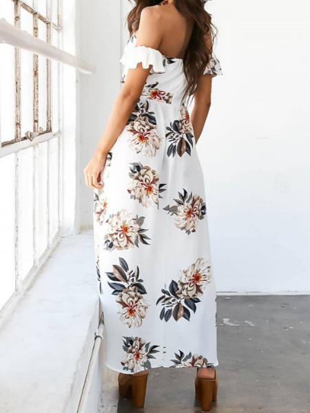 Rochie de dama model decupata cu model floral