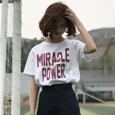 Bluză casual de damă cu inscripție și mâneci scurte în două culori