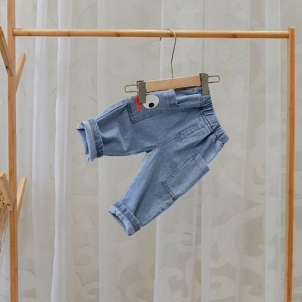 Blugi moderni pentru copii pentru baieti cu buzunare in albastru