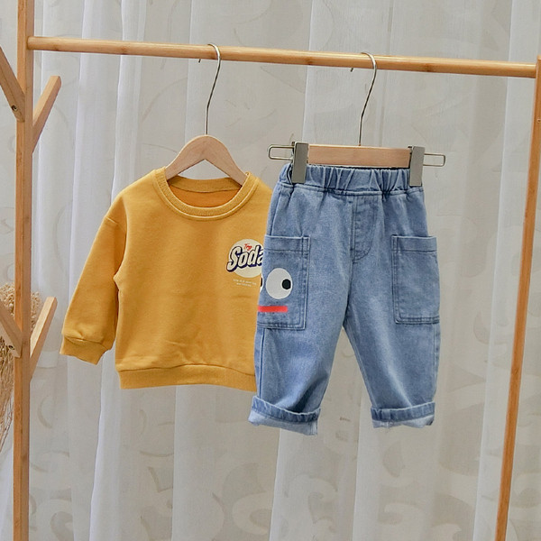 Blugi moderni pentru copii pentru baieti cu buzunare in albastru