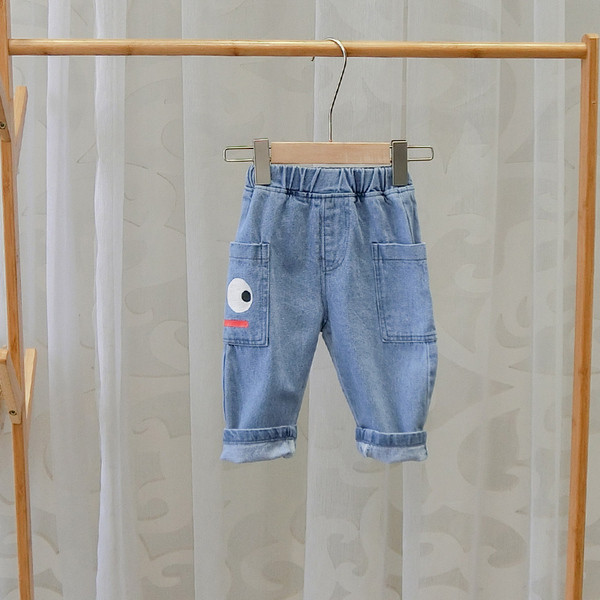 Blugi moderni pentru copii pentru baieti cu buzunare in albastru