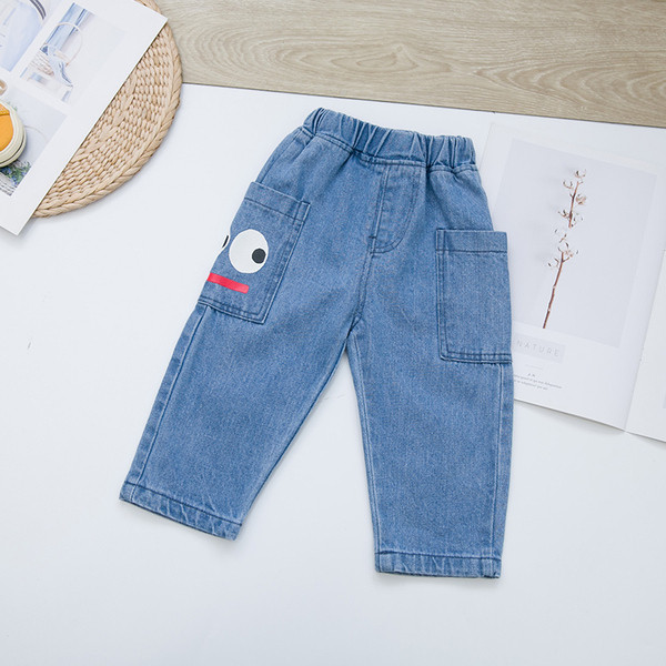 Blugi moderni pentru copii pentru baieti cu buzunare in albastru