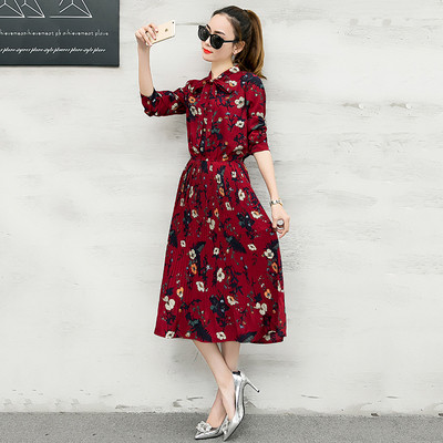 Rochie lunga de dama actuala cu model floral in trei culori