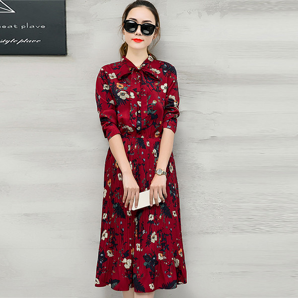 Rochie lunga de dama actuala cu model floral in trei culori