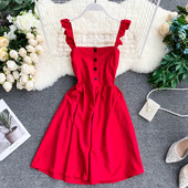 Rochie de dama cu nasturi cu model croiat in mai multe culori diferite