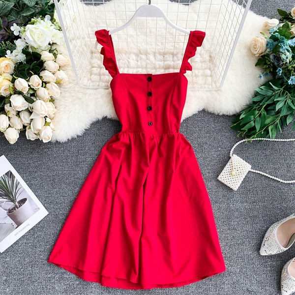 Rochie de dama cu nasturi cu model croiat in mai multe culori diferite