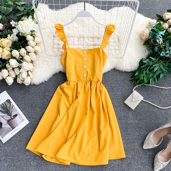 Rochie de dama cu nasturi cu model croiat in mai multe culori diferite