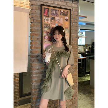 Rochie de dama moderna cu dantela in doua culori