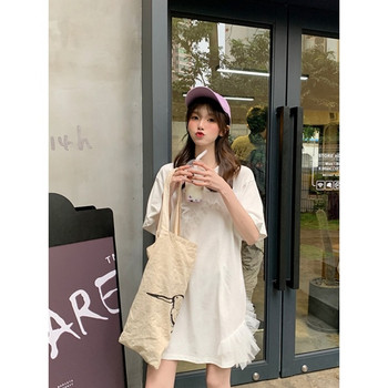 Rochie de dama moderna cu dantela in doua culori