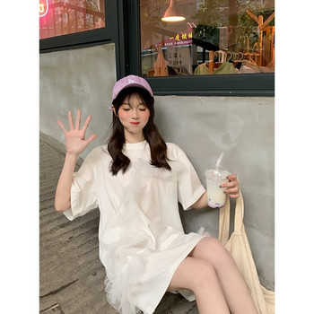 Rochie de dama moderna cu dantela in doua culori