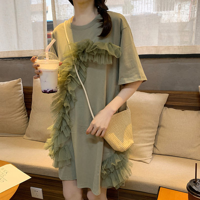 Rochie de dama moderna cu dantela in doua culori