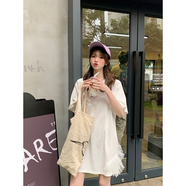 Rochie de dama moderna cu dantela in doua culori