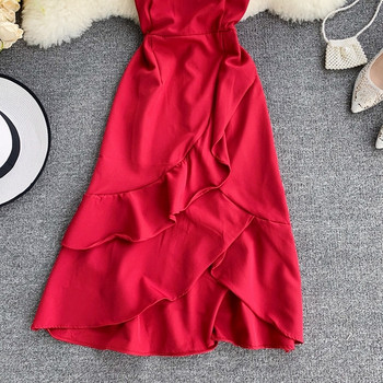 Rochie de dama stilata cu decolteu in O - model asimetric