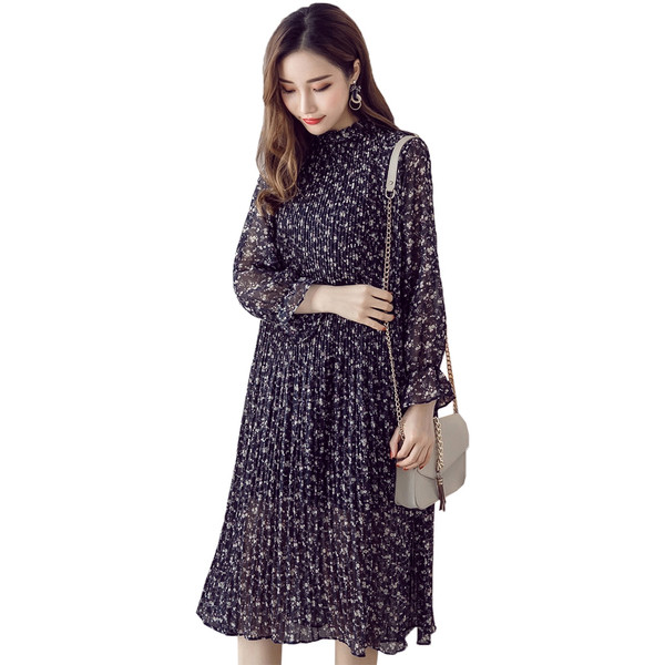 Rochie de dama actuala cu model floral in doua culori