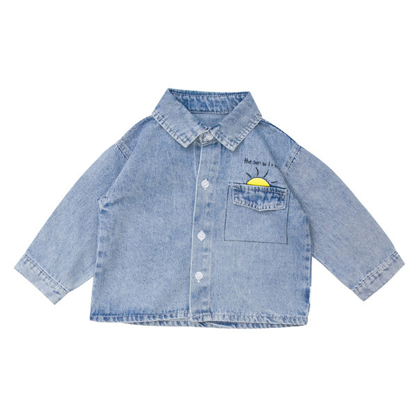 Cămașă de blugi pentru copii, elegantă, pentru băieți, în albastru