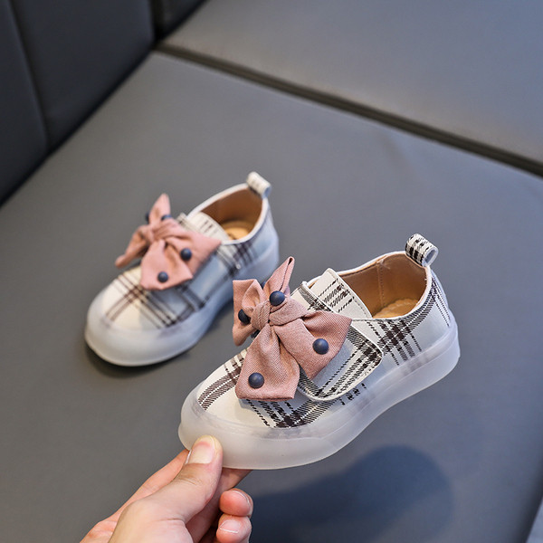 Pantofi casual copii in carouri cu panglica in mai multe culori