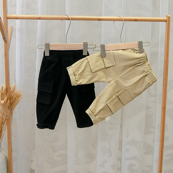 Model nou de pantaloni casual pentru copii pentru baieti in maro si negru