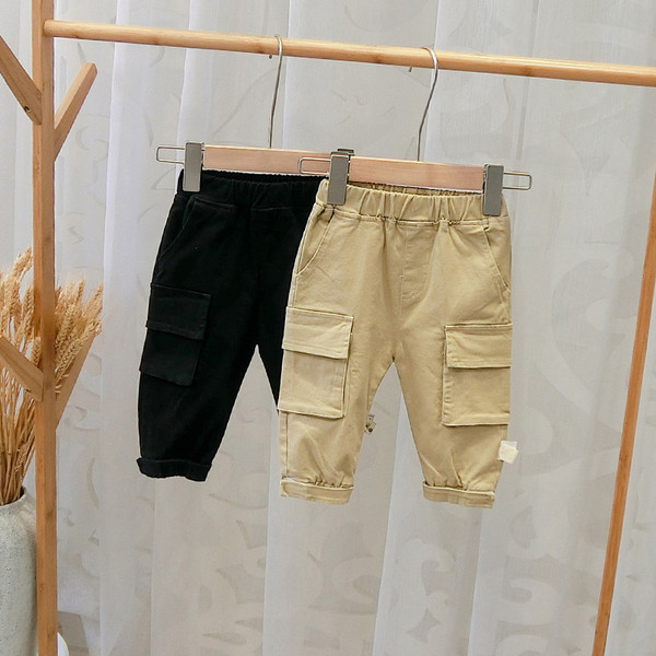 Model nou de pantaloni casual pentru copii pentru baieti in maro si negru