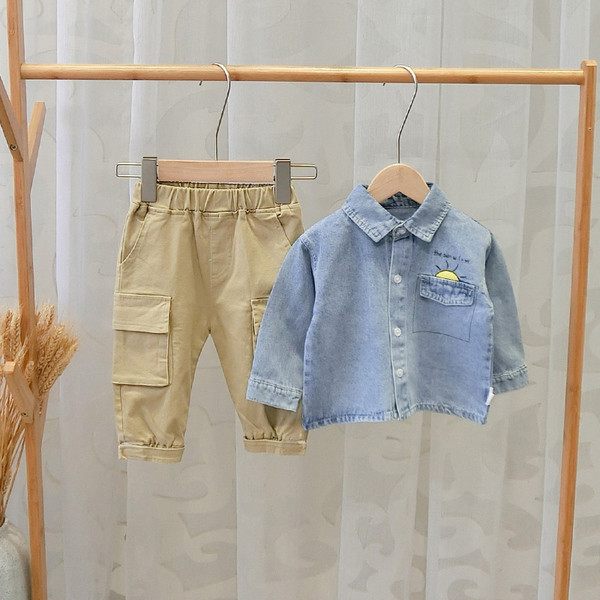 Model nou de pantaloni casual pentru copii pentru baieti in maro si negru