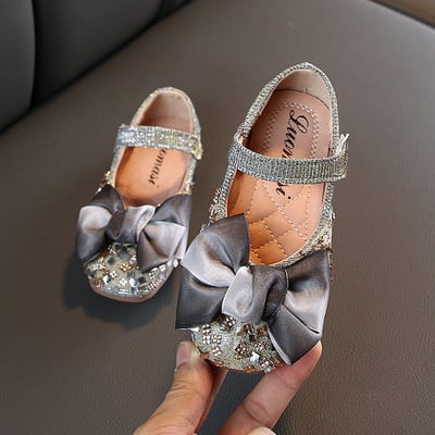 Елегантни детски обувки за момичета с панделка в три цвята