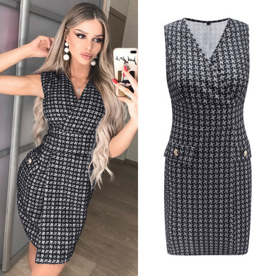 Rochie modernă de damă cu decolteu în V în patru culori