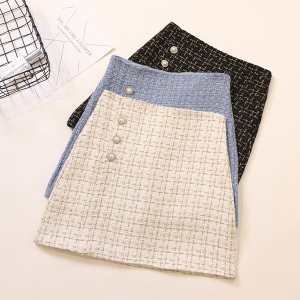 Fusta de dama cu nasturi si talie inalta in mai multe culori