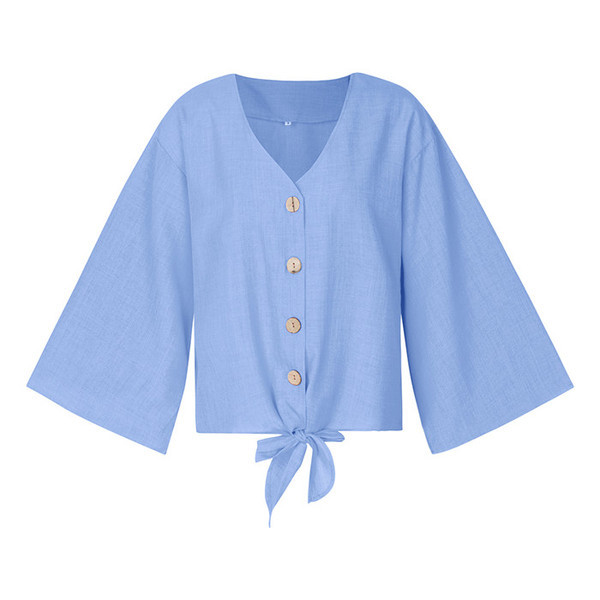 Bluza casual de dama cu maneci lungi si cravate in doua culori