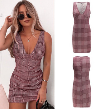 Rochie dama in carouri cu decolteu in V in trei culori