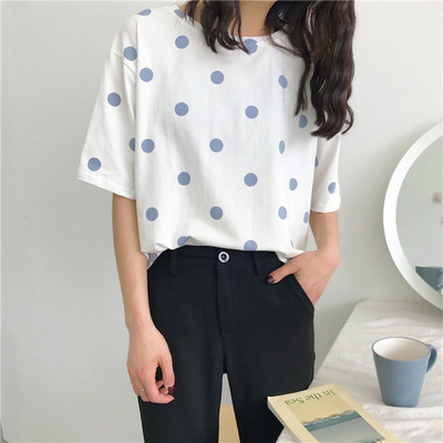 Tricou de dama modern in doua culori cu maneca scurta si decolteu O