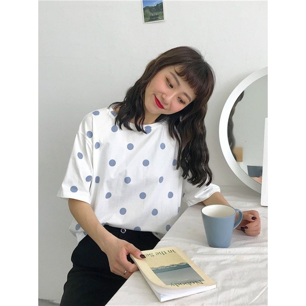 Tricou de dama modern in doua culori cu maneca scurta si decolteu O