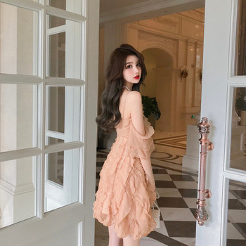 Модерна дамска рокля - разкроен модел в два цвята