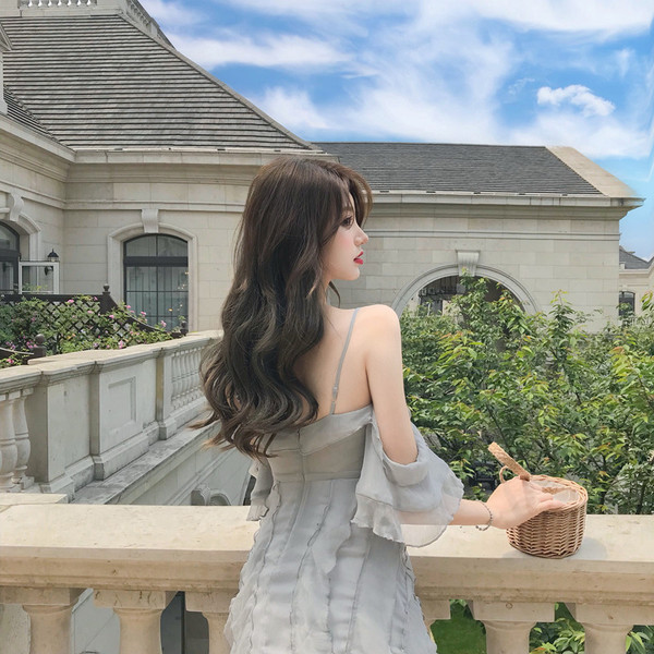 Модерна дамска рокля - разкроен модел в два цвята