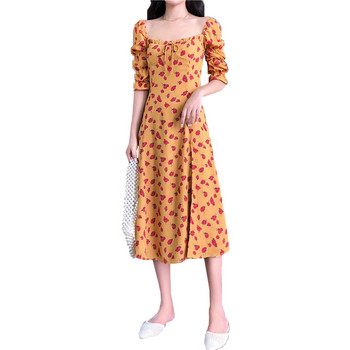 Rochie lunga moderna de dama cu maneci 3/4