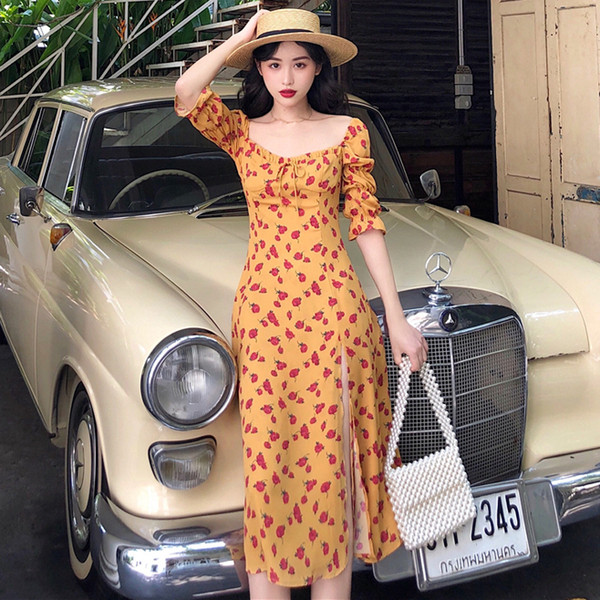 Rochie lunga moderna de dama cu maneci 3/4