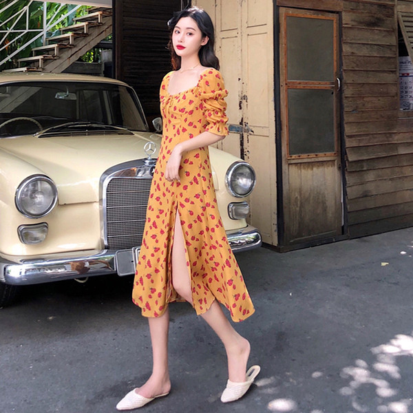 Rochie lunga moderna de dama cu maneci 3/4