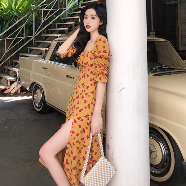 Rochie lunga moderna de dama cu maneci 3/4