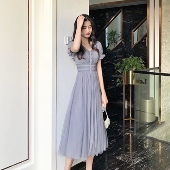 Rochie de dama actuala in doua culori - albastru si roz