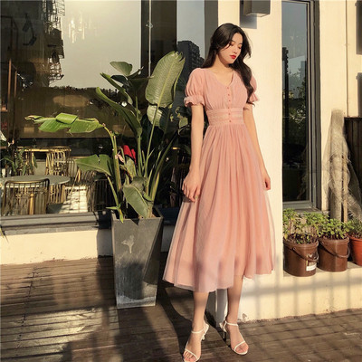 Rochie de dama actuala in doua culori - albastru si roz