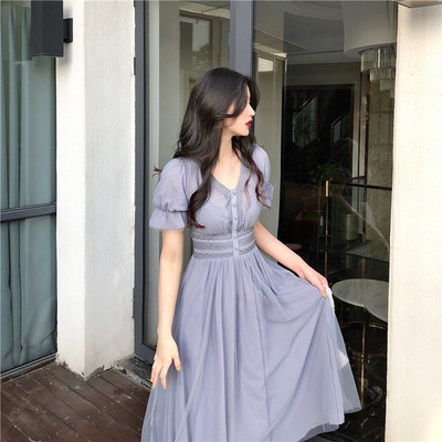 Rochie de dama actuala in doua culori - albastru si roz