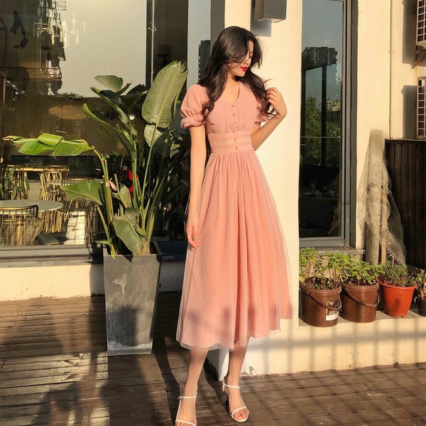 Rochie de dama actuala in doua culori - albastru si roz