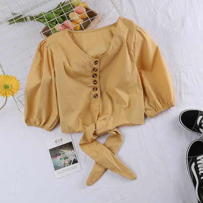 Bluza de dama in patru culori cu decolteu in V si nasturi