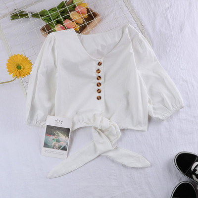 Bluza de dama in patru culori cu decolteu in V si nasturi