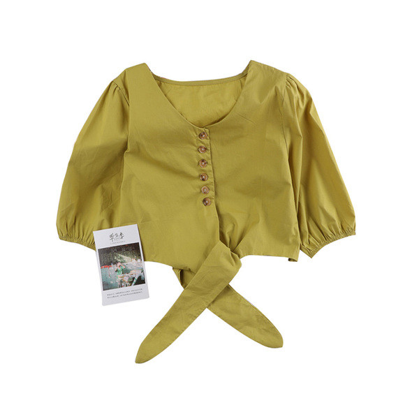 Bluza de dama in patru culori cu decolteu in V si nasturi