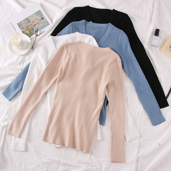 Bluza de dama model nou cu nasturi si decolteu in V - mai multe culori