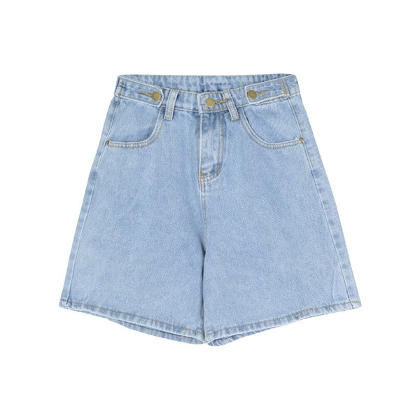 Blugi scurti de dama la moda cu buzunar cu talie inalta in albastru