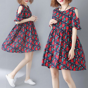 Актуална дамска рокля в два цвята - разкроен модел